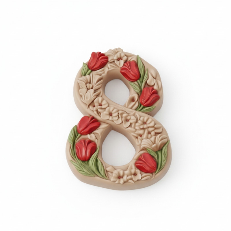 Silikoninė forma - Kovo 8-oji su tulpėmis