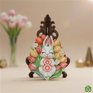 Silikoninė forma - Triušis su tulpėmis - Kovo 8-oji