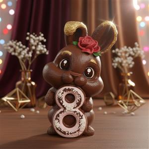 Silikoninė forma - Triušis su skaičiumi 8