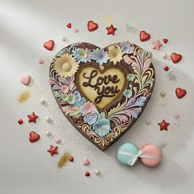 Silicone mold - Heart with flowers