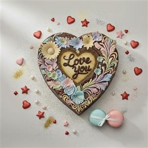 Silikoninė forma - širdis su gėlėmis